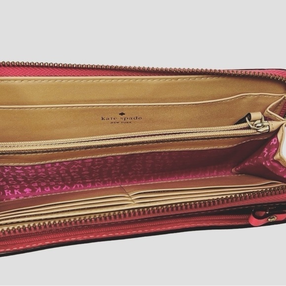 Kate Spade Leather Wristlet Wallet Layton Wellesley WLRU1779 Bright Hot Pink - Picture 9 of 13